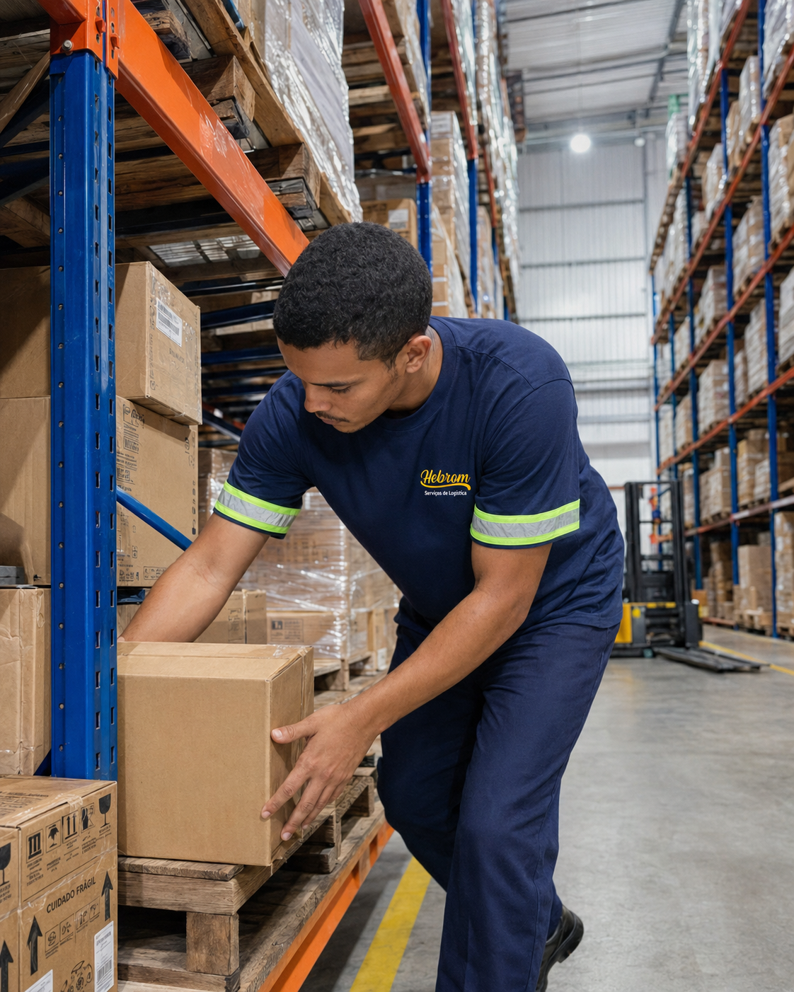 Profissional da Hebrom em operação de centro de distribuição